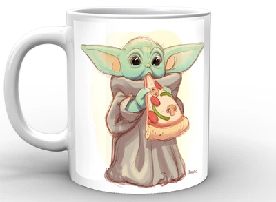 Чашка с принтом Звёздные войны Мандалорец Бейби Йода с пиццей Star Wars The Mandalorian TM.04.17 Кружка керамическая 0,33