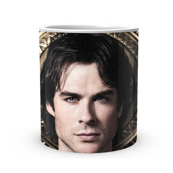 Кружка Дневники Вампира The Vampire Diaries with background керамика, белого цвета 330мл.
