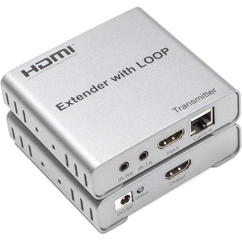 Удлинитель HDMI сигнала HDMI 4K/30hz, до 100м, через CAT5E/6, loop-out (HDES12-LOOP)