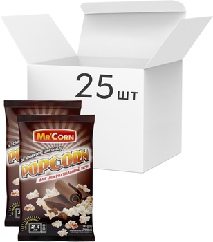 Упаковка попкорну для мікрохвильової печі Mr'Corn зі смаком шоколаду 90 г х 25 шт (2.25 кг) (4820183270535)