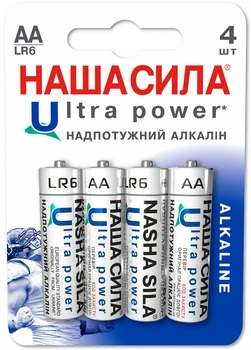 Батарейка НАША СИЛА LR6 Ultra Power 4 на блістері 3022 (6922363162130)