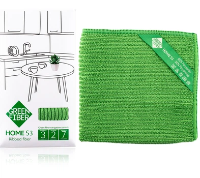 Салфетка GreenWay Green Fiber HOME S3, Файбер ребристый, зеленый (08025)
