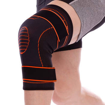 Наколенник эластичный бандаж коленного сустава с фиксирующим ремнем Sibote 856CA L Black-Orange