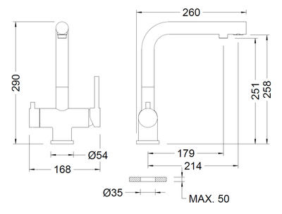 Смеситель для кухонной раковины c подключением к фильтрованной воде GENEBRE INOX-Osmos (65703 18 60 66)