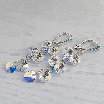 Сережки доріжки Hand Made з кристалами хамелеонами Swarovski