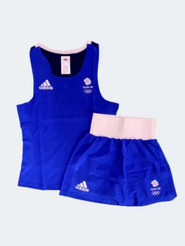 Женская форма для занятий боксом Olympic Woman GBR шорты-юбка + майка ADIDAS ADIAIBA20TW синяя M