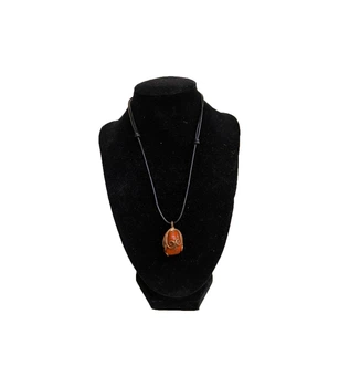 Подвеска из меди ShamanShop с натуральным оранжевым камнем ручной работы К1613/1