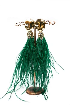 Серьги из перьев Ksenija Vitali Green SP-0001