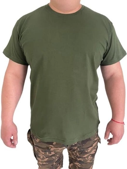 Чоловіча футболка стрейчева без принта XL темний хакі