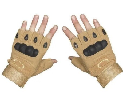 Військові рукавички без пальців розмір L (штурмові, похідні, армійські, захисні, мисливські) Пісочний