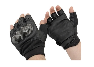 Військові тактичні рукавички без пальців, штурмові, розмір М, колір чорний