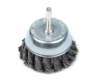 Щетка чашечная 75 мм, для дрели, 1/4", витая проволока Polax (54-170)