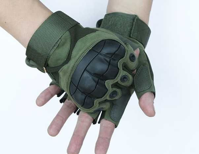 Перчатки тактические без пальцев олива (705156378) Зеленый XL