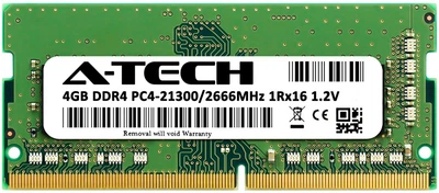 Оперативная память A-Tech 4GB DDR4-2666 (PC4-21300) SODIMM 1Rx16 (AT4G1D4S2666NS16N12V)