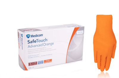 Рукавички нітрилові Safe-Touch Advanced Orange оранжеві без пудри 100шт S 5г