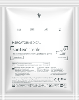 Перчатки латексные Santex опудренные стерильные М