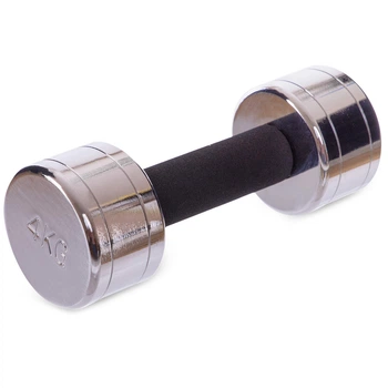 Гантель хромированная для фитнеса Zelart Heroe 5202-4 1шт вес 4кг