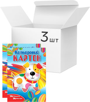 Упаковка картона цветного Аркуш А4 14 листов 14 цветов 230 г/м² 3 шт (1CC105)