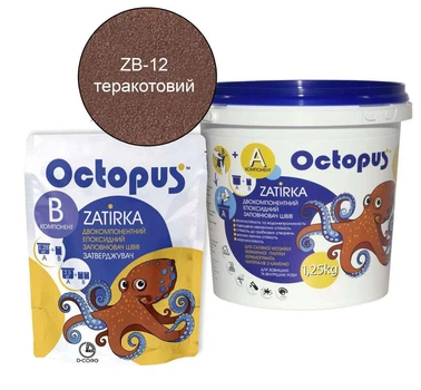 Двухкомпонентная эпоксидная затирка, ТМ "OCTOPUS", цвет терракотовый 1,25 кг.