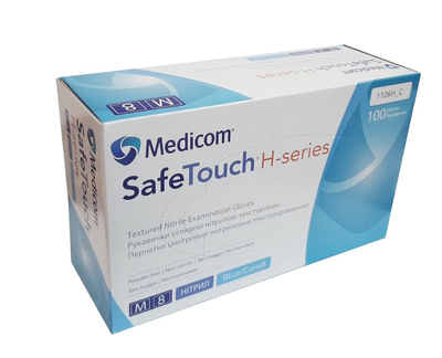 Рукавички нітрилові нестерильні без пудри Medicom SafeTouch Advanced H-series розмір M 1 пара
