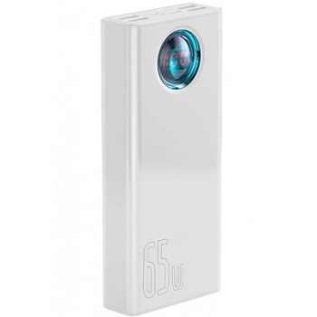 Повербанк портативний зарядний пристрій Power Bank Baseus Amblight 30000 mAh premium 65W 6A з Led дисплеєм та технологією QC3.0+PD3.0 White
