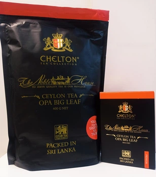 Упаковка цейлонского крупнолистового черного чая с терпким вкусом Chelton Челтон Благородный дом OPA Big Leaf Челтон 500г