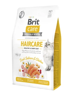 Сухой гипоаллергенный корм Brit Care Cat Haircare Healthy & Shiny Coat здоровья кожи и шерсти кошек с лососем и курицей 2 кг