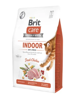 Сухой гипоаллергенный корм Brit Care Cat Indoor Anti-stress для котов живущих в помещении 2 кг
