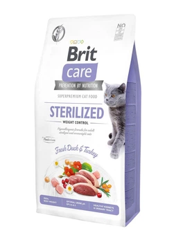 Сухий гіпоалергенний корм Brit Care Cat Sterilized Weight Control для стерилізованих котів з м'ясом качки та індички 7 кг