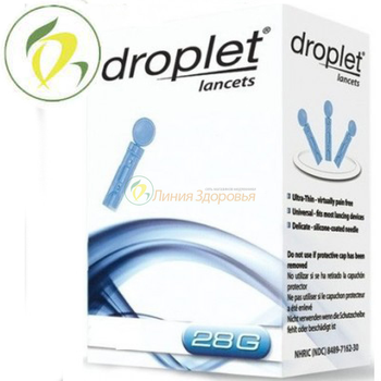 Ланцет Droplet персональный, одноразового использования, стерильный 28G, 100 шт.