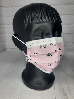 Дитяча маска для обличчя медична Q-Med, тришарова, з мельтблауном, рожева