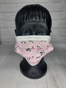 Дитяча маска для обличчя медична Q-Med, тришарова, з мельтблауном, рожева