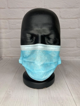 Защитная маска для лица медицинская Q-Med, трехслойная с мельтблауном, голубая