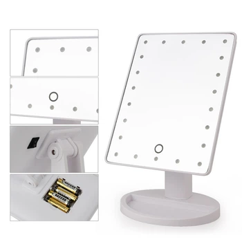 Косметичне дзеркало настільне з підсвічуванням світлодіодним Large Led Mirror для макіяжу 22 LED-лампочки 10-ти кратне збільшення Білий
