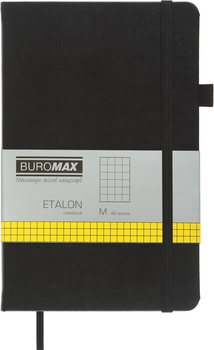 Записная книга Buromax Etalon 125x195 мм 96 листов в клетку обложка из искусственной кожи Черная (BM.291160-01) 