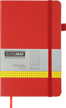 Нотатник Buromax Etalon 125x195 мм 96 аркушів в клітинку обкладинка зі штучної шкіри Червона (BM.291160-05)