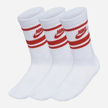 Набор мужских носков высоких Nike Everyday Essential DX5089-102 46-50 3 пары Белый с красным (196148786194)