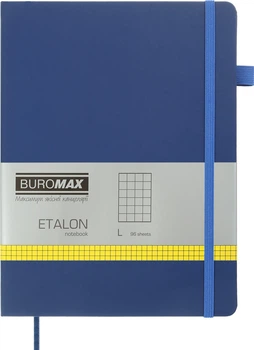 Нотатник Buromax Etalon 190x250 мм 96 аркушів в клітинку обкладинка зі штучної шкіри Синя (BM.292160-02)
