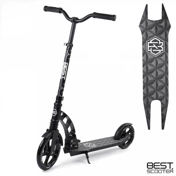 Детский двухколесный самокат Best Scooter 47351 со складной конструкцией, передним амортизатором и ремнем для переноски, Серый