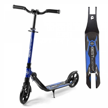 Детский двухколесный самокат Best Scooter 60490 со складной конструкцией, передним амортизатором и зажимом руля, Синий