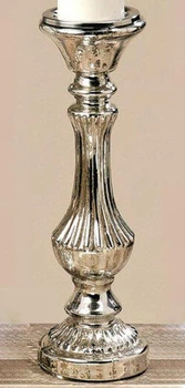 Подсвечник металлический на ножке 31 см. серебристый 480575