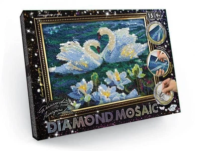 Алмазна мозаїка Diamond mosaic Птахи. Лебеді, 20х30см, Danko Toys (DM-03-04)