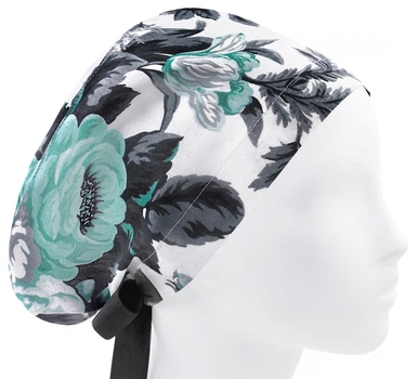 Медицинская шапочка женская HeadwearUniverse универсальная принт шиповник на белом