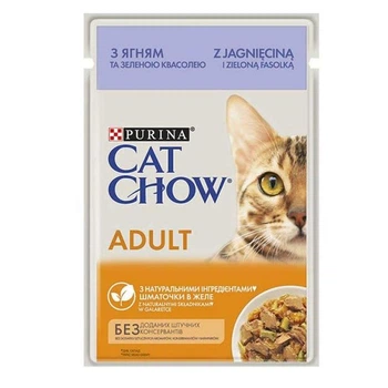 Влажный корм для кошек CAT CHOW с ягненком, зеленым горошком и фасолью 85г