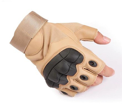 Тактические перчатки беспалые (велоперчатки, мотоперчатки) песочные Maco Gear P10