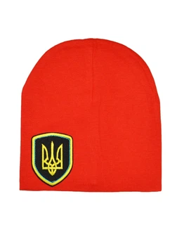 Шапка на девочку и мальчика с символикой Украины красная 52-56 см. (ОД-20-40)