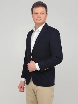Піджак однобортний однотонний Lands End VY-171016-002 XL (22299XL) Синій