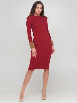 Кежуал однотонне плаття BEBE PLUS 22100 S (31649S) Вишневий