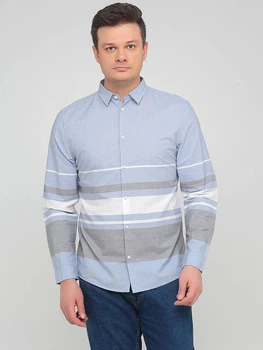 Кэжуал рубашка в полоску Jack & Jones 217305551 XL (83508XL) Голубой