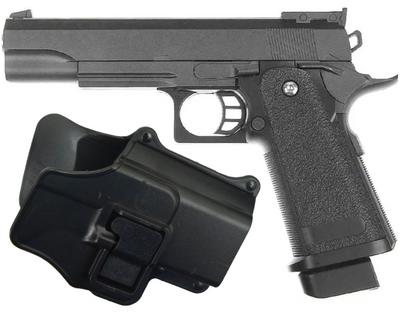 Спринговый пистолет Galaxy Colt M1911 с кобурой на пульках BB 6 мм металлический Black